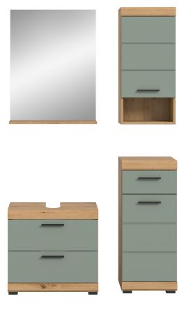 Badm�bel Set 4-teilig Shawn in Salbei und Artisan Eiche Badkombination 112 x 191 cm