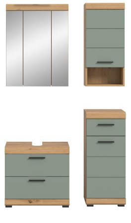 Badm�bel Set 4-teilig Shawn in Salbei und Artisan Eiche Badkombination 112 x 191 cm