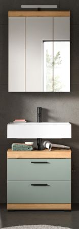 Badm�bel Set 2-teilig Shawn in Salbei und Artisan Eiche Badkombination 60 x 191 cm