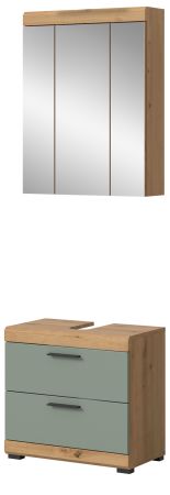 Badm�bel Set 2-teilig Shawn in Salbei und Artisan Eiche Badkombination 60 x 191 cm