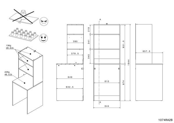 Waschmaschinenschrank Laundry4 in wei� und Jackson Eiche Set 3-teilig 175 x 184 cm