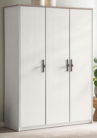 Kleiderschrank Emma in wei� Pinie Landhaus Dreht�renschrank 3-t�rig 138 x 192 cm, Soft-Close