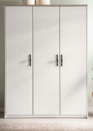 Kleiderschrank Emma in wei� Pinie Landhaus Dreht�renschrank 3-t�rig 138 x 192 cm, Soft-Close