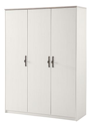 Kleiderschrank Emma in wei� Pinie Landhaus Dreht�renschrank 3-t�rig 138 x 192 cm, Soft-Close