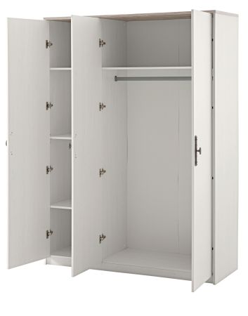 Kleiderschrank Emma in wei� Pinie Landhaus Dreht�renschrank 3-t�rig 138 x 192 cm, Soft-Close