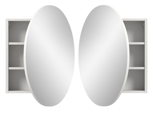Spiegelschrank Relief in wei� Flur Spiegel mit Stauraum rund, Soft-Close