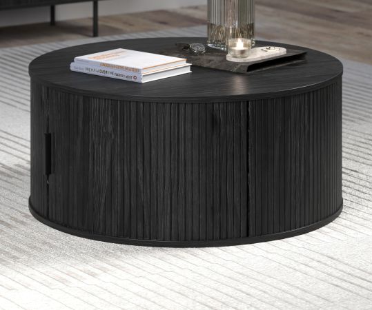 Couchtisch Torus in Esche schwarz Beistelltisch rund 80 cm