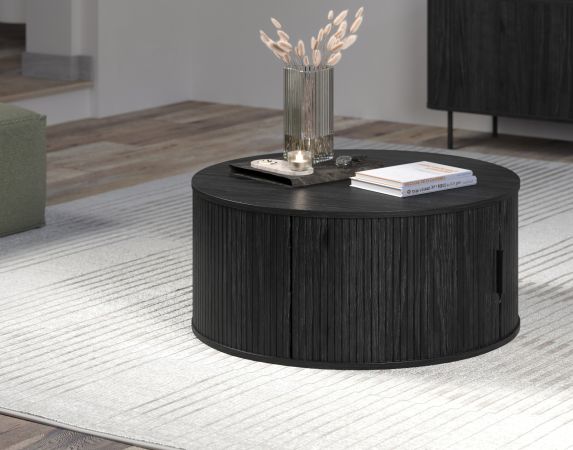 Couchtisch Torus in Esche schwarz Beistelltisch rund 80 cm