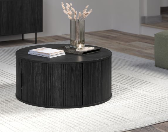 Couchtisch Torus in Esche schwarz Beistelltisch rund 80 cm