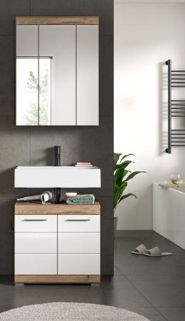 Badezimmer Spiegelschrank Willow in Nox Eiche Badschrank 3-t�rig 60 x 79 cm