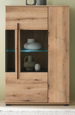 Highboard Design-D in Evoke Eiche Vitrine 90 x 140 cm