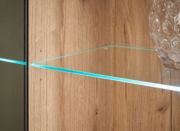 Highboard Design-D in Evoke Eiche Vitrine 90 x 140 cm