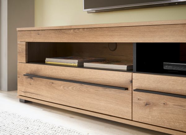 TV-Lowboard Design-D in Evoke Eiche TV Unterteil 140 cm, mit Soft-Close