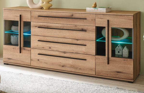 Sideboard Design-D in Evoke Eiche Kommode 200 cm, mit Soft-Close