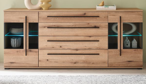 Sideboard Design-D in Evoke Eiche Kommode 200 cm, mit Soft-Close