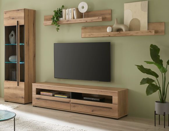 Wohnwand Design-D in Evoke Eiche Wohnkombination Set 4-teilig 240 cm, mit Soft-Close