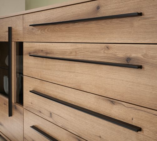 Wohnwand Design-D in Evoke Eiche Wohnkombination Set 4-teilig 340 cm, mit Soft-Close