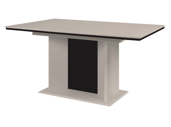 Esstisch Brebbia in sand und schwarz S�ulentisch ausziehbar 160 / 200 x 90 cm