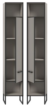 Badezimmer Hochschrank Scana in sand und schwarz Badschrank 30 x 192 cm, Soft-Close
