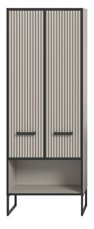 Badezimmer Hochschrank Scana in sand und schwarz Badschrank 59 x 159 cm, Soft-Close