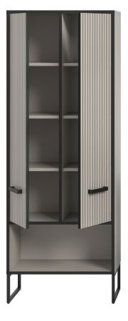Badezimmer Hochschrank Scana in sand und schwarz Badschrank 59 x 159 cm, Soft-Close