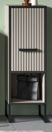 Badezimmer Kommode Scana in sand und schwarz Badkommode 30 x 101 cm, Soft-Close