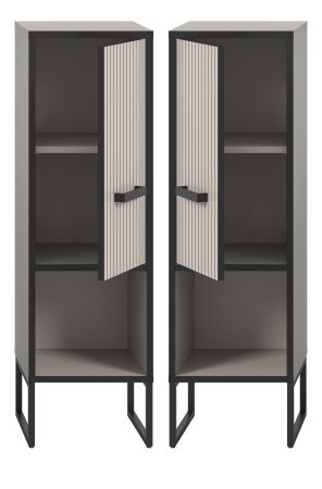 Badezimmer Kommode Scana in sand und schwarz Badkommode 30 x 101 cm, Soft-Close
