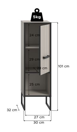 Badezimmer Kommode Scana in sand und schwarz Badkommode 30 x 101 cm, Soft-Close