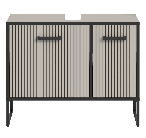 Waschbeckenunterschrank Scana in Sand mit Schwarz, Badezimmer Unterschrank 80 cm, Soft-Close