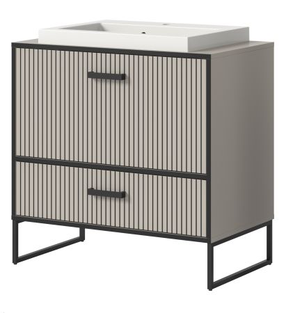Waschtisch Set Scana in sand und schwarz Waschbeckenunterschrank MIT Waschbecken 80 cm, Soft-Close