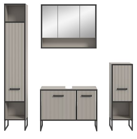 Badm�bel Set 4-teilig Scana in sand und schwarz Badkombination 170 x 192 cm, Soft-Close