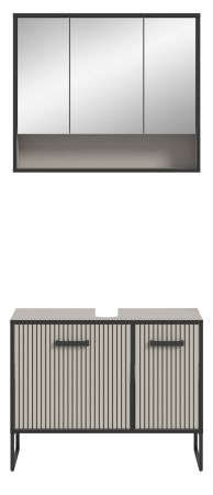 Badm�bel Set 2-teilig Scana in sand und schwarz Badkombination 80 x 192 cm, Soft-Close