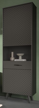 Vitrine Madea in grau matt Vitrinenschrank 58 x 195 cm