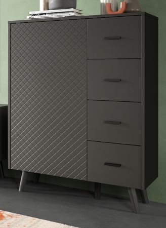 Kommode Madea in grau matt Highboard 84 x 114 cm