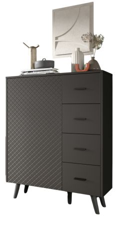 Kommode Madea in grau matt Highboard 84 x 114 cm