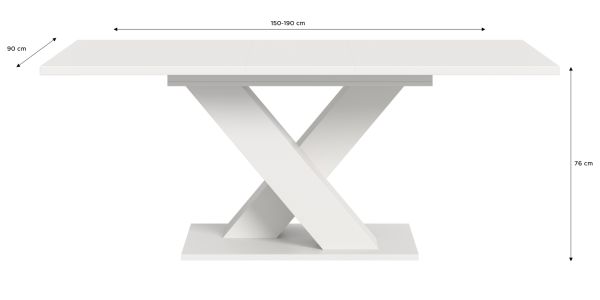 Esstisch Home-X in wei� Tisch ausziehbar 150 - 190 cm