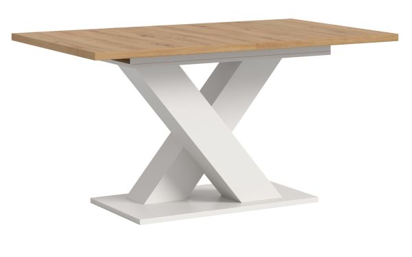 Esstisch Home-X in Artisan Eiche und wei� Tisch ausziehbar 150 - 190 cm