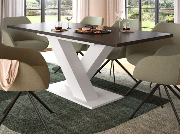 Esstisch Home-X in grau und wei� Tisch ausziehbar 150 - 190 cm