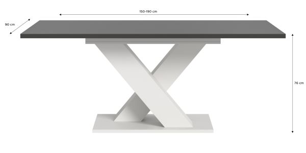 Esstisch Home-X in grau und wei� Tisch ausziehbar 150 - 190 cm