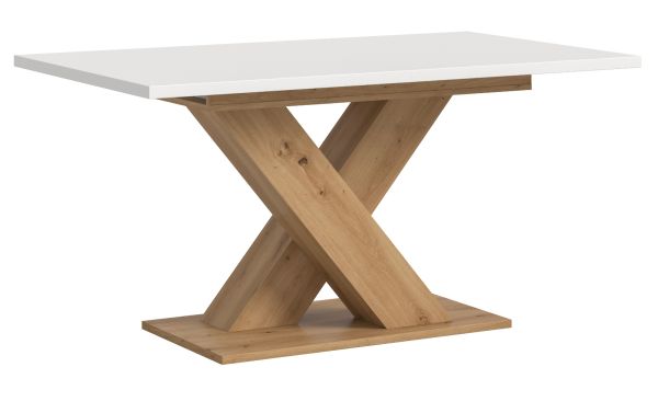 Esstisch Home-X in wei� und Artisan Eiche Tisch ausziehbar 150 - 190 cm