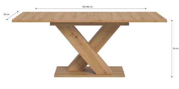 Esstisch Home-X in Artisan Eiche Tisch ausziehbar 150 - 190 cm