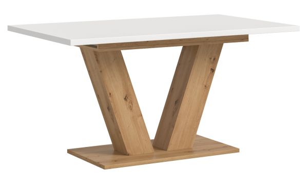 Esstisch Home-X in wei� und Artisan Eiche Tisch ausziehbar 150 - 190 cm