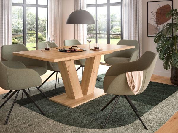 Esstisch Home-X in Artisan Eiche Tisch ausziehbar 150 - 190 cm