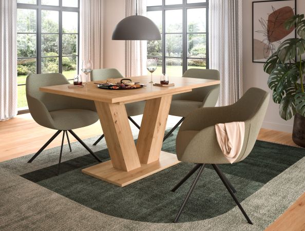 Esstisch Home-X in Artisan Eiche Tisch ausziehbar 150 - 190 cm