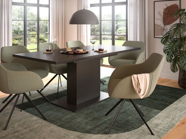 Esstisch Home-X in grau Tisch ausziehbar 150 - 190 cm