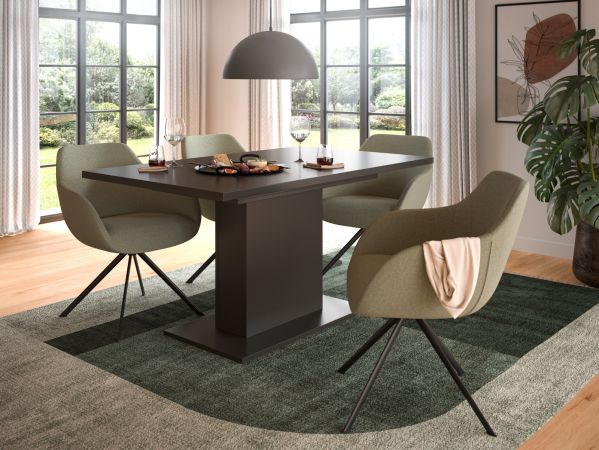 Esstisch Home-X in grau Tisch ausziehbar 150 - 190 cm