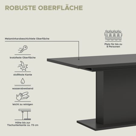 Esstisch Home-X in grau Tisch ausziehbar 150 - 190 cm