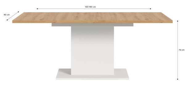 Esstisch Home-X in Artisan Eiche und wei� Tisch ausziehbar 150 - 190 cm
