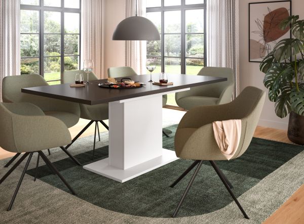 Esstisch Home-X in grau und wei� Tisch ausziehbar 150 - 190 cm