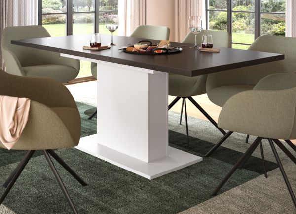 Esstisch Home-X in grau und wei� Tisch ausziehbar 150 - 190 cm